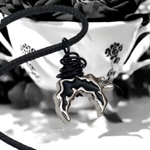 5 For $25💫Black and Silver Melting Crescent Moon Pendant